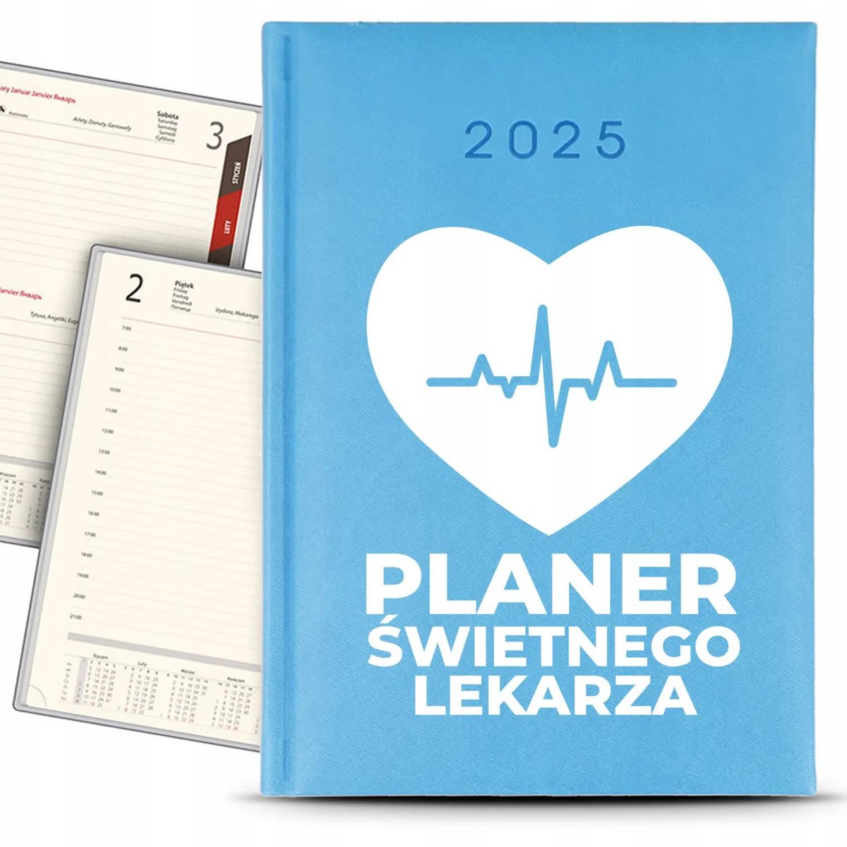 Kalendarz A5 2025 Błękitny PLANER ŚWIETNEGO LEKARZA Terminarz Dziennik Wz