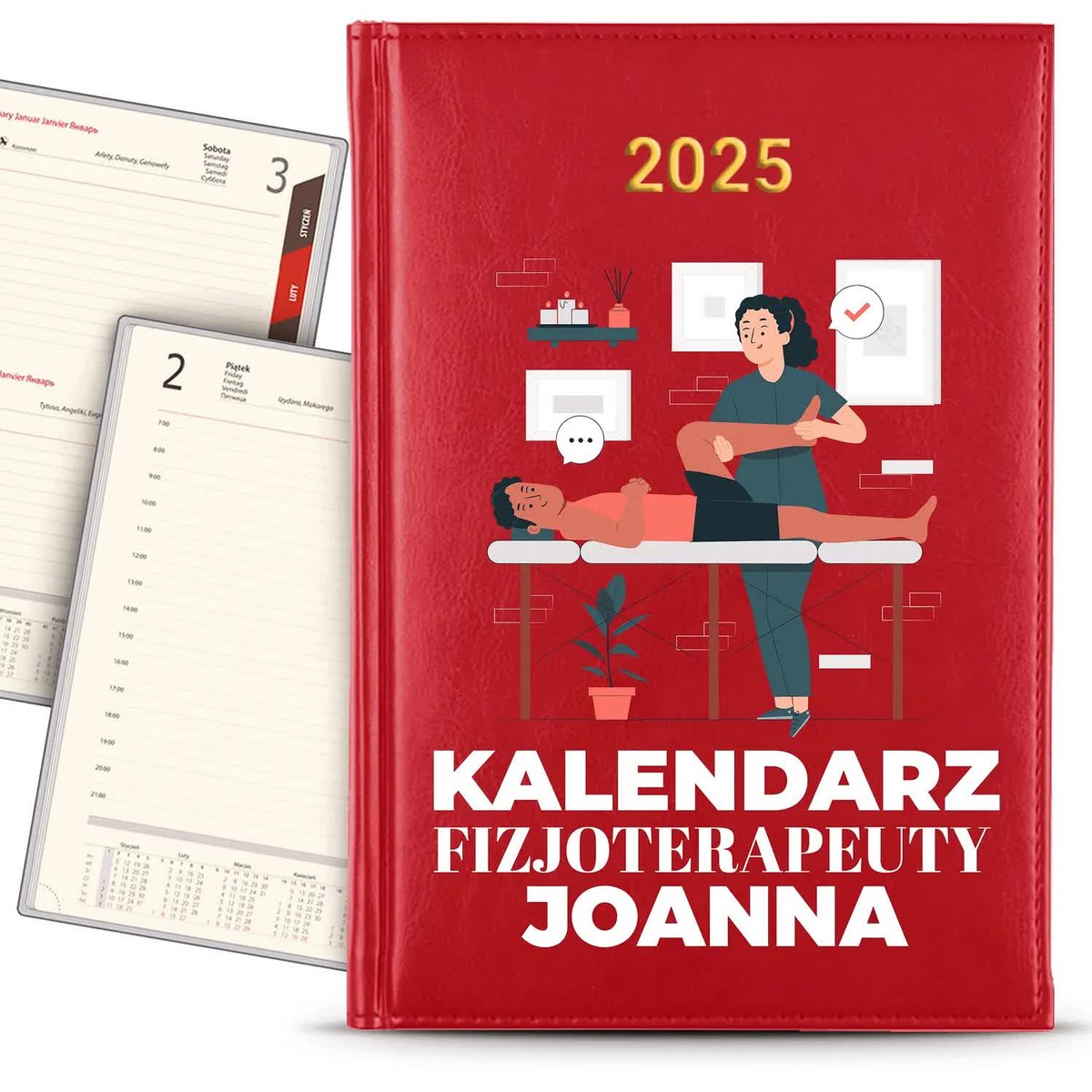 KALENDARZ 2025 Książkowy CZERWONY Planer Prezent Dla Szefa Kuchni KREATOR