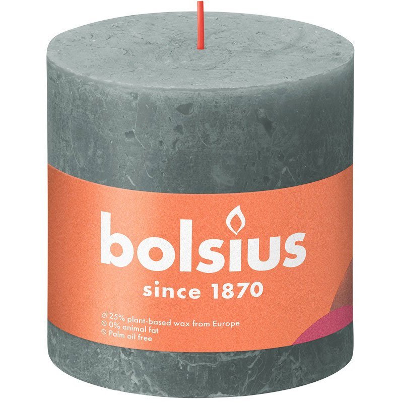 Bolsius świeca bryłowa pieńkowa rustykalna słupek Rustic Shine 100/100 mm 10 cm Eukaliptusowa Zieleń Eucalyptus Green