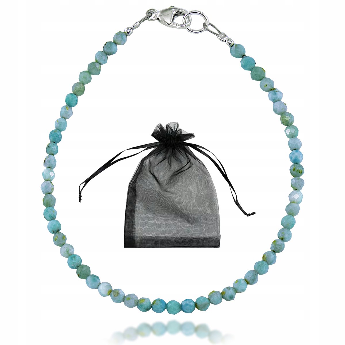 Bransoletka Naturalny LARIMAR Fasetowany 3,0mm Srebrne Zapięcie 17cm