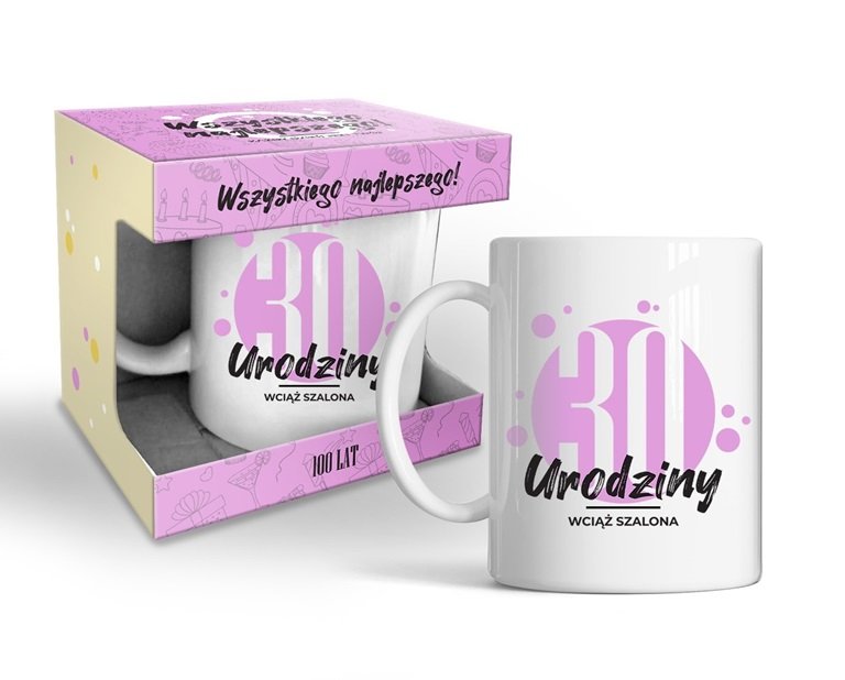 Kubek Happy day pink urodzinowy w pudełku - 30 lat