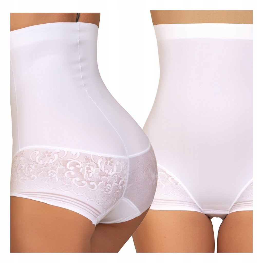 Wyszczuplające majtki FIGI modelujące BRZUCH wysoki stan KORYGUJĄCE koronka