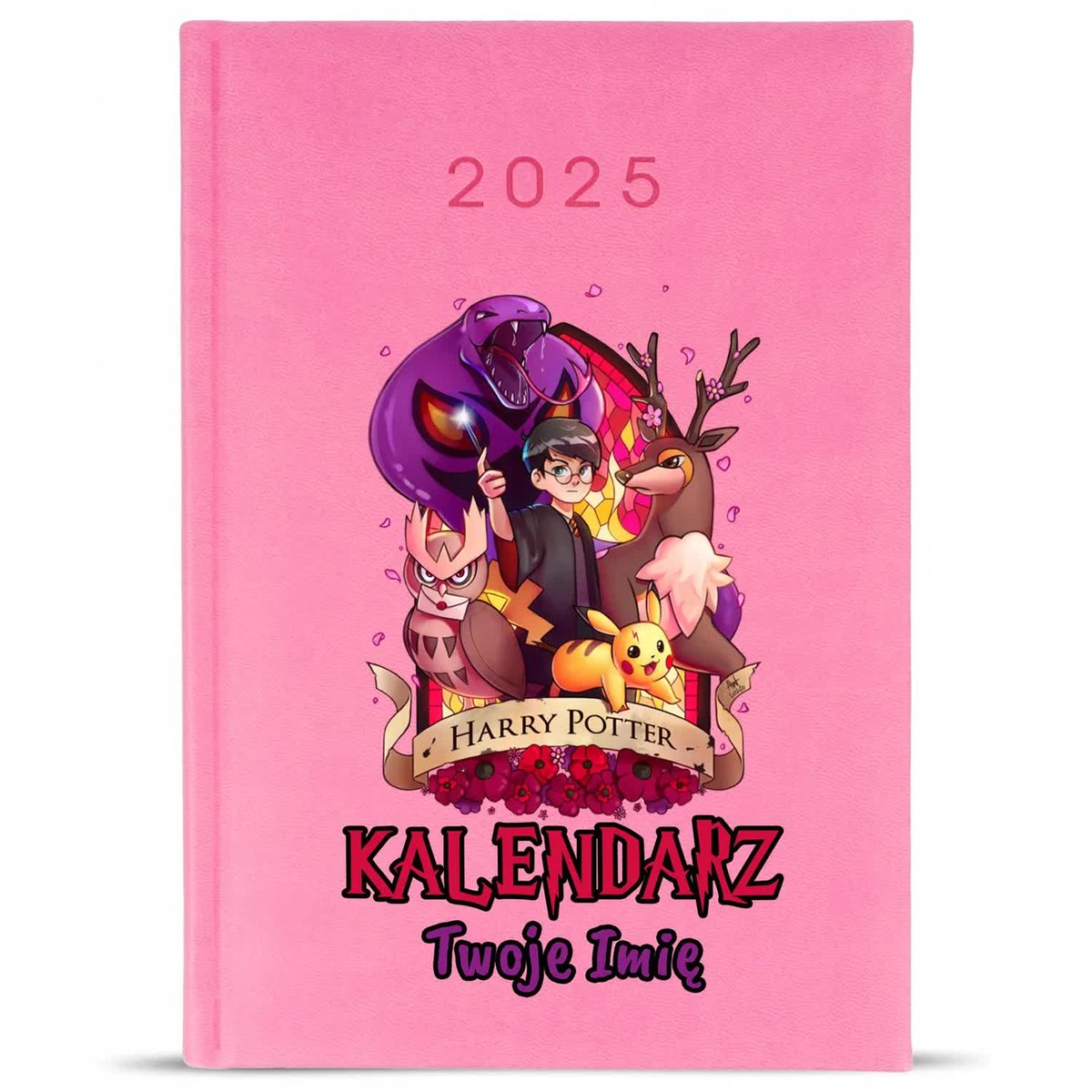 KALENDARZ A5 2025 Różowy Książkowy Planer Na Prezent MAGICZNY IMIĘ Wzory