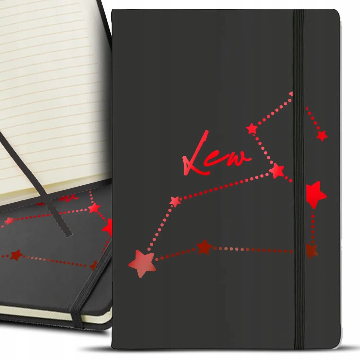 NOTES NOTATNIK RED NA PREZENT CZARNY Z GUMKĄ A5 ZNAKI ZODIAKU LEW WZORY