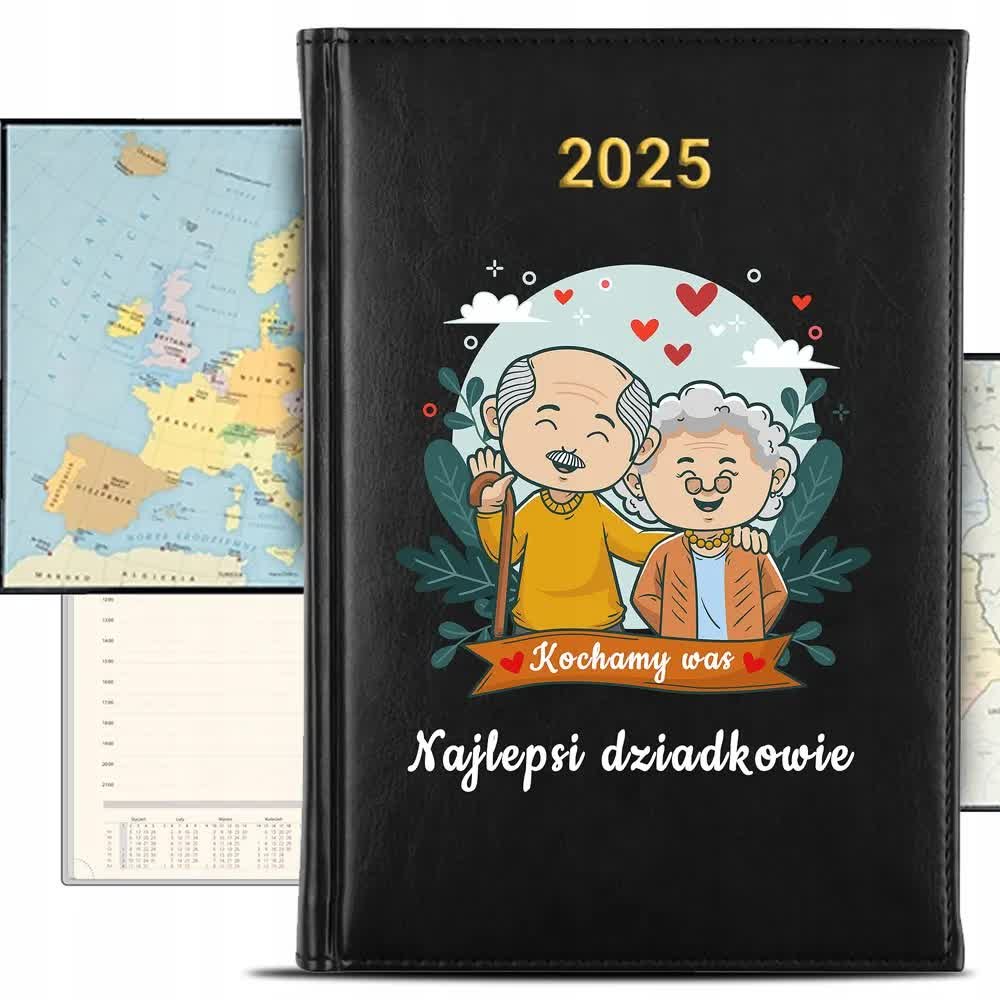 KALENDARZ 2025 Rok Książkowy Czarny Planer dla Najlepszych Dziadków KREATOR