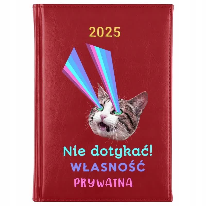 Kalendarz Czerwony A5 2025 NIE DOTYKAĆ WŁASNOŚĆ PRYWATNA Planer Dziennik Wz