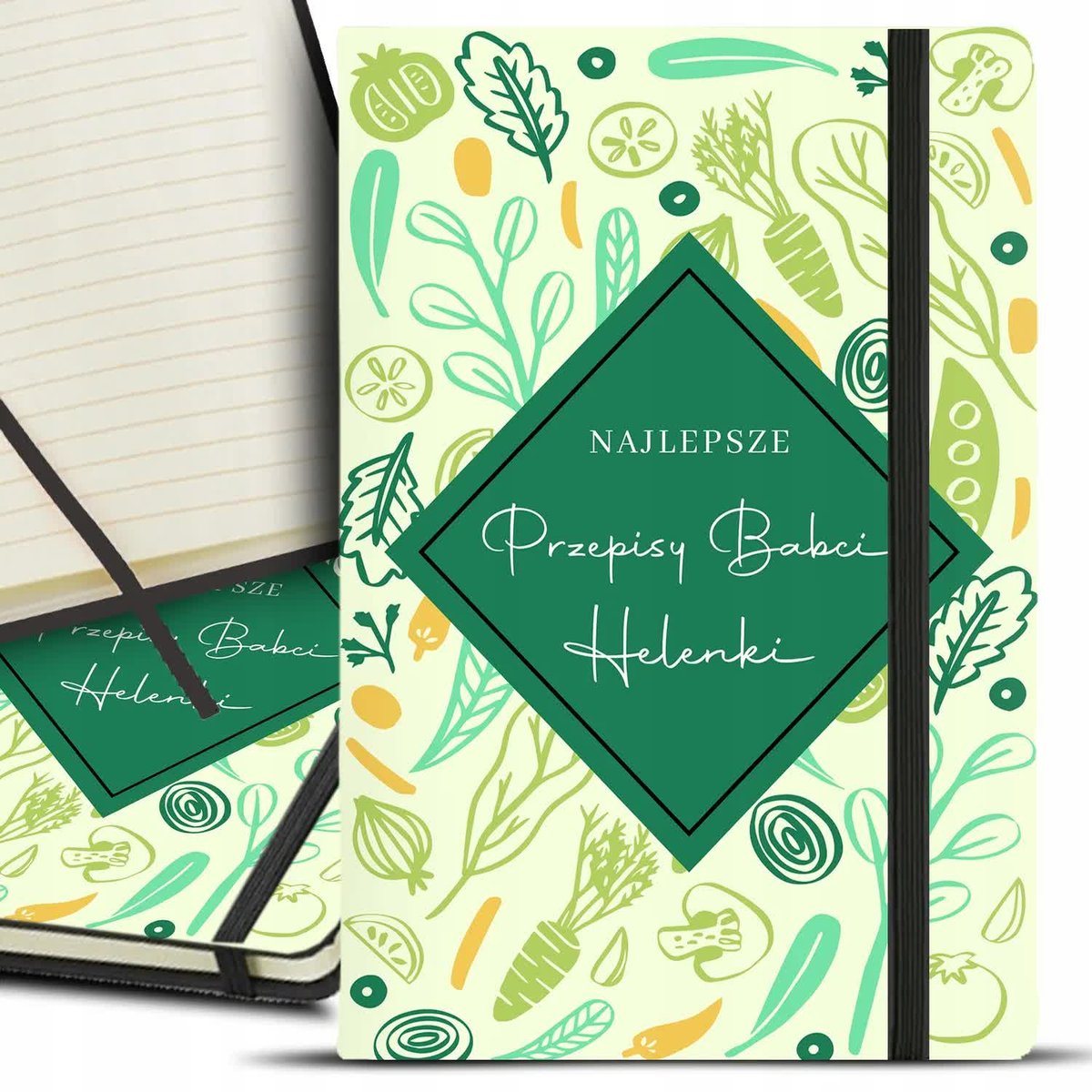 NOTES CZARNY NA NAJLEPSZE PRZEPISY BABCI PREZENT NA DZIEŃ BABCI IMIĘ WZORY