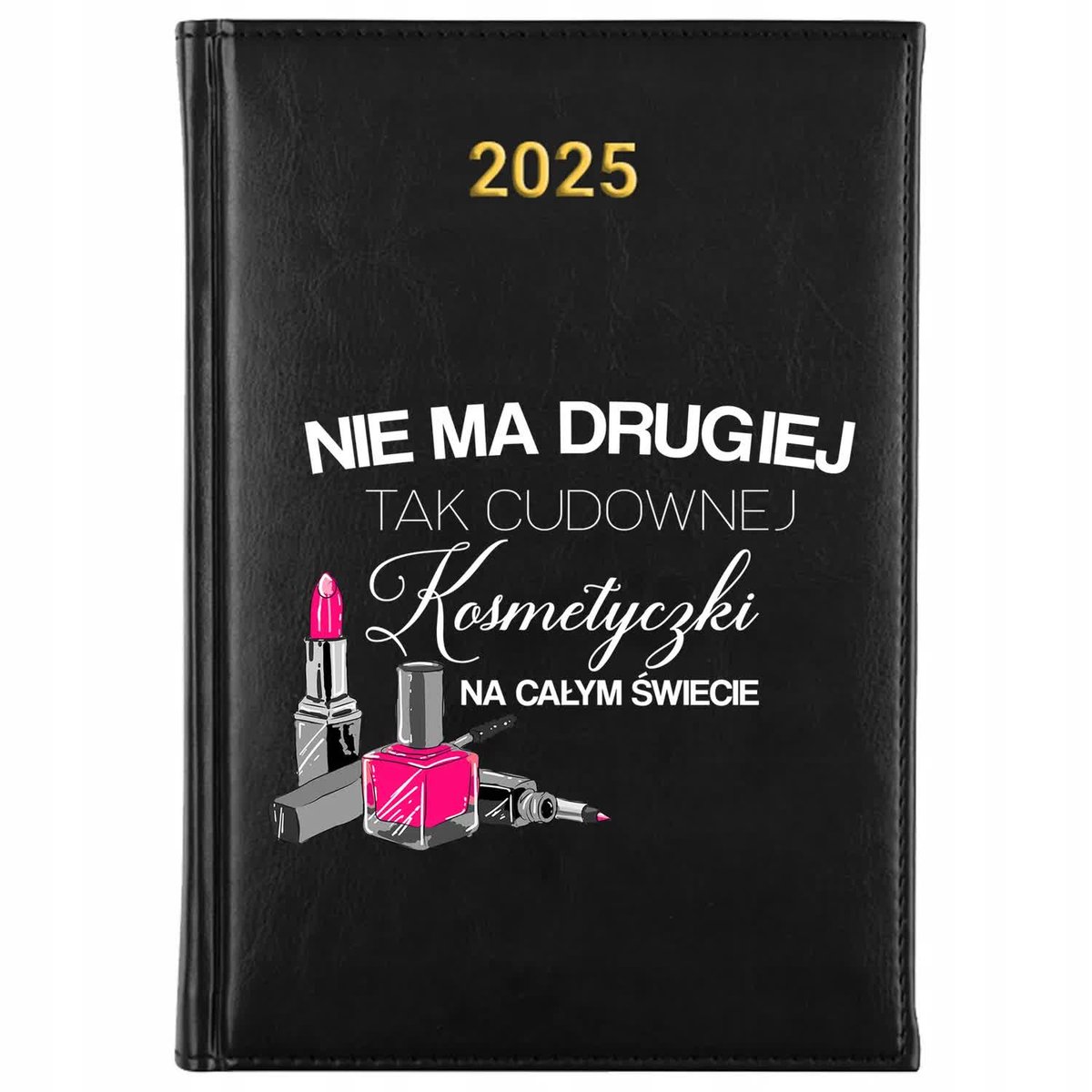KALENDARZ 2025 Planer Książkowy CZARNY Terminarz Cudowna Kosmetyczka Wzory