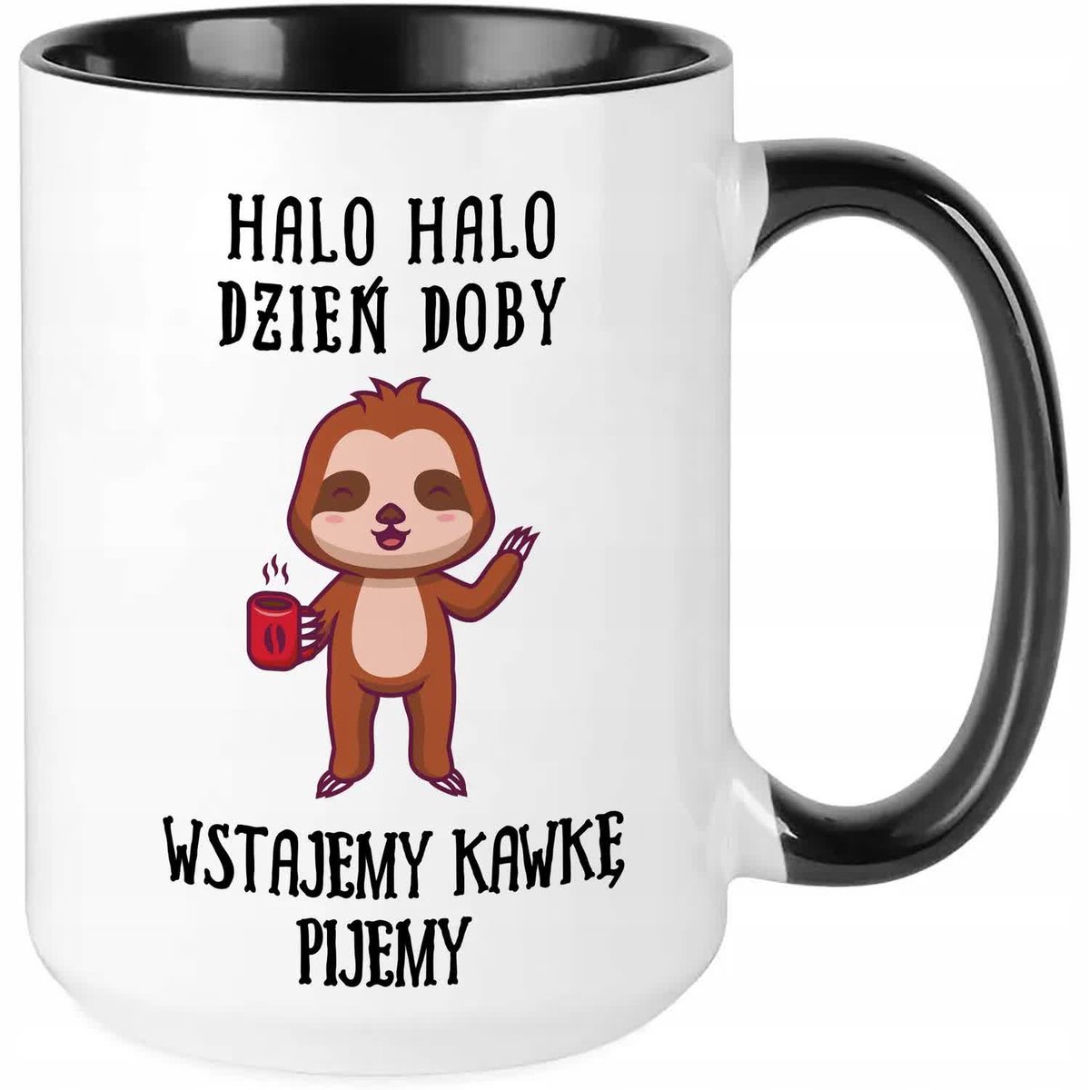 Kubek DUŻY Czarny HALO HALO PIJEMY KAWKĘ Na Zabawny Prezent WZORY