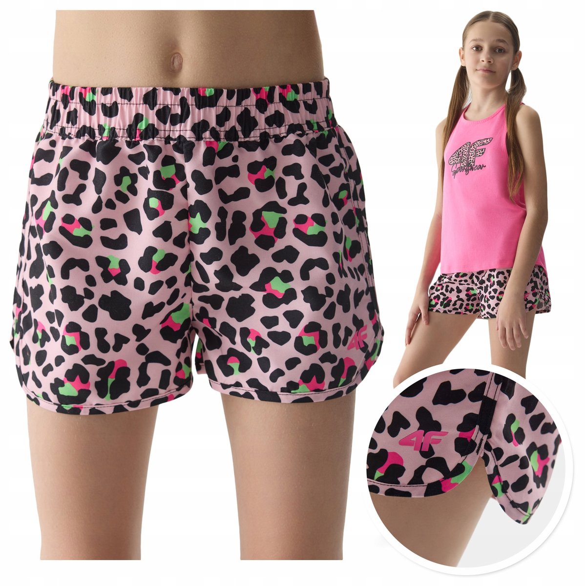 KRÓTKIE spodenki plażowe 4F szorty dziewczęce dziecięce sportowe 152