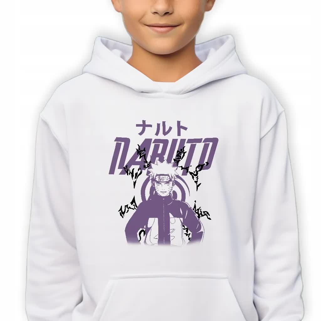 Bluza Dziecięca Kaptur Biała Na Prezent Dla Fana Mangi Naruto Anime Wz 140