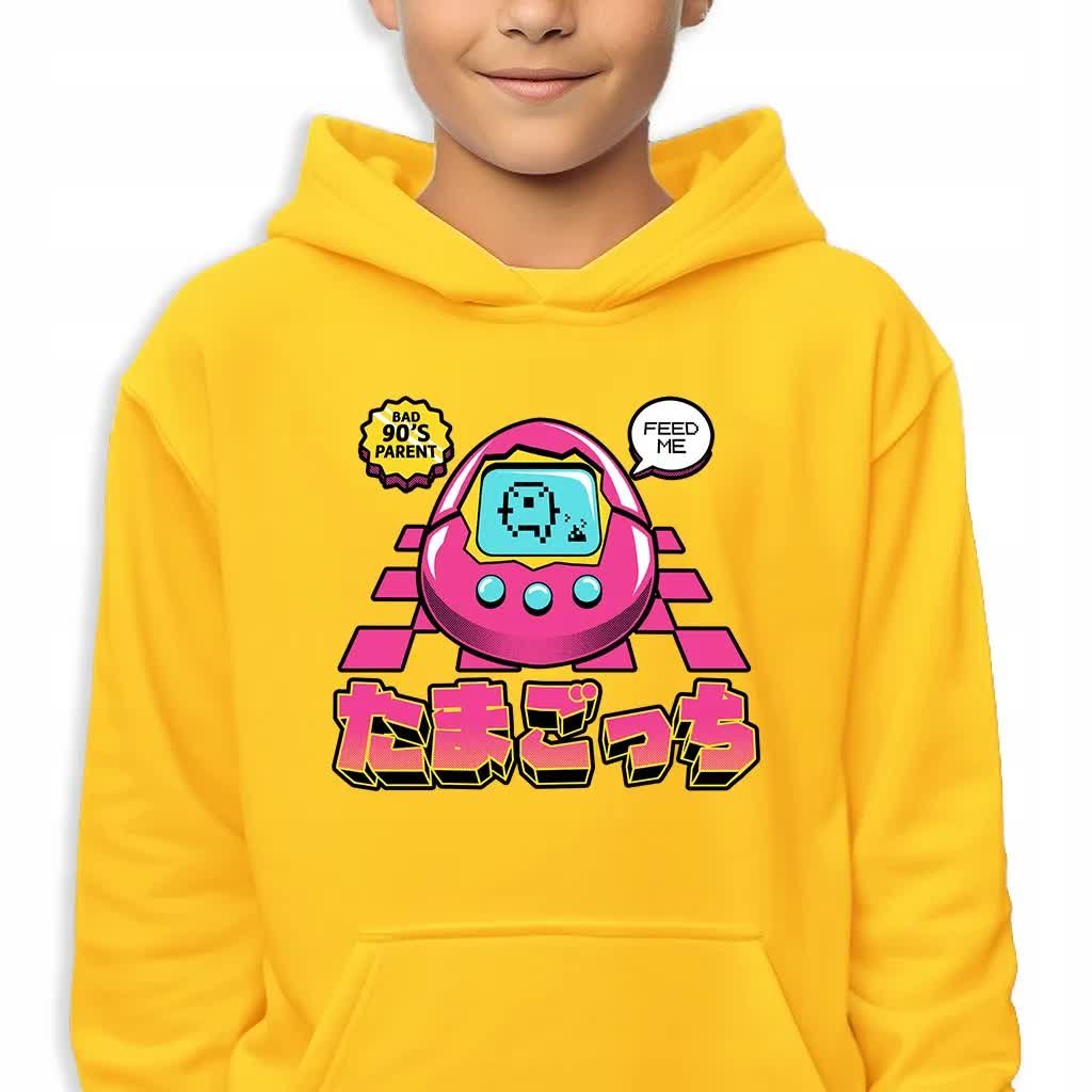 Bluza Dziecięca Z Kapturem Żółta Różowe Tamagochi Wzory -140 Cm (9-11)