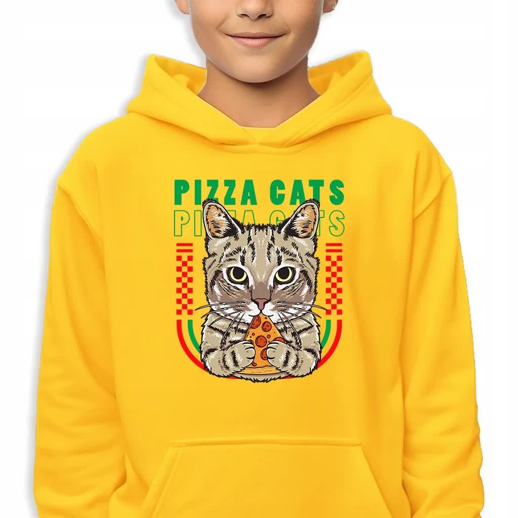 Bluza Dziecięca Z Kapturem Żółta Pizza Cats Wiele Wzorów -128 Cm (7-8)