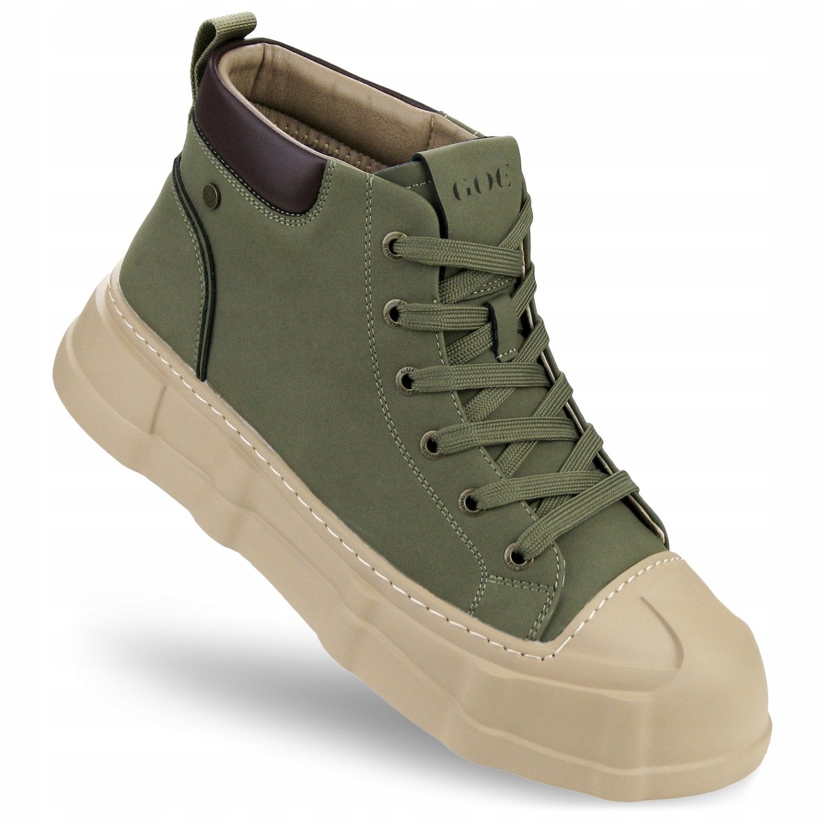 Buty męskie ZIMOWE ocieplane GOE SKÓRZANE trapery OO1N4010 khaki 41