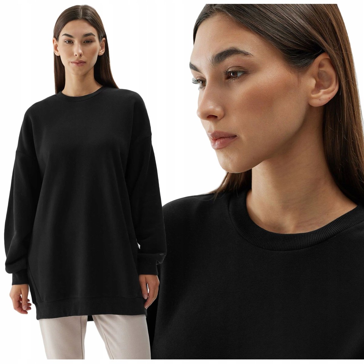 BLUZA damska długa OVERSIZE dresowa 4F 4FAW23TSWSF0764 S