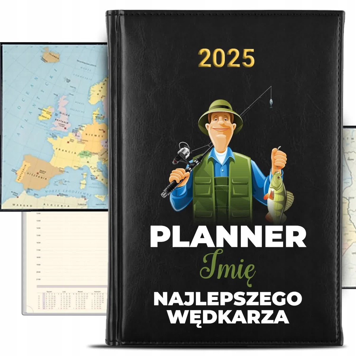 KALENDARZ 2025 Rok Książkowy Czarny Planer dla Najlepszego WĘDKARZA KREATOR