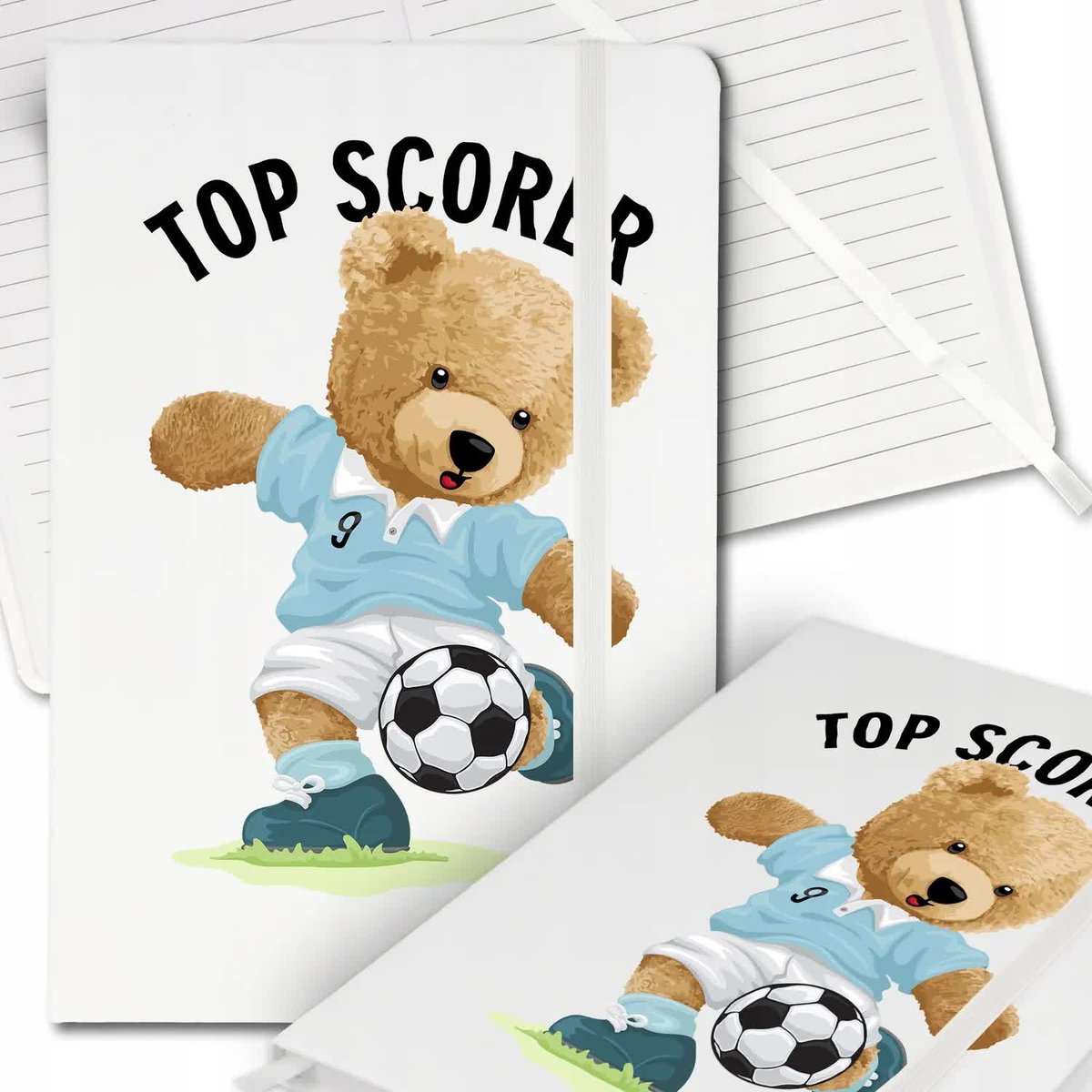 Notes Biały A5 Notatnik Dziennik z Gumką Linia Teddy Mundial Wiele Wzorów