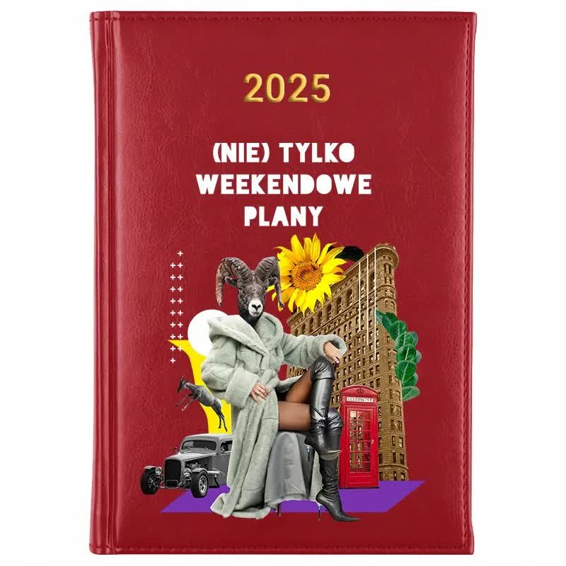 Kalendarz Czerwony A5 2025 NIE TYLKO WEEKENDOWE PLANY Planer Terminarz Wz