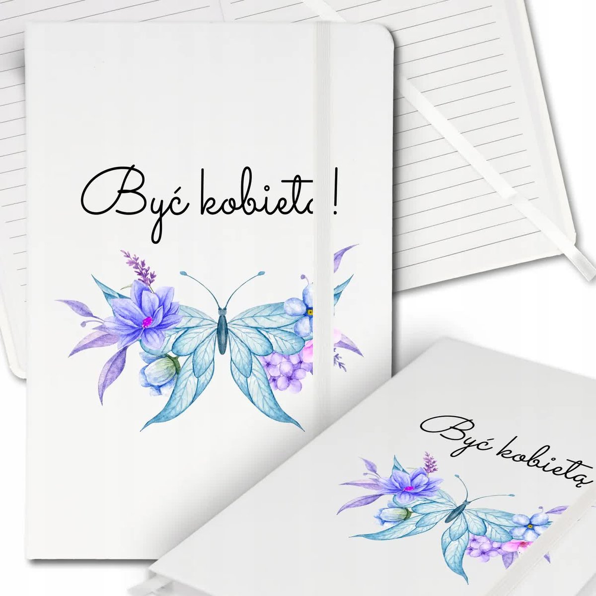 Notes Biały A5 Notatnik Dziennik z Gumką w Linię BYĆ KOBIETĄ Wiele Wzorów