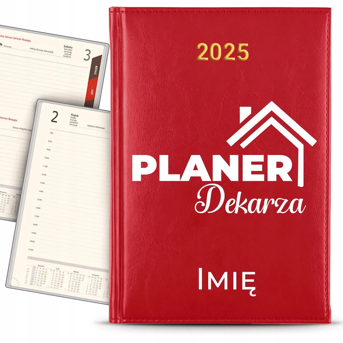 KALENDARZ 2025 Rok Książkowy CZERWONY Planer Najlepsza Kosmetyczka KREATOR