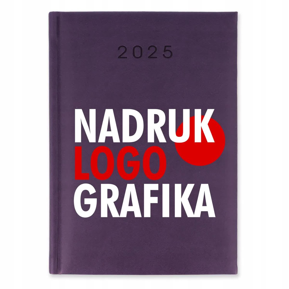 KALENDARZ 2025 ROK KSIĄŻKOWY Fioletowy Terminarz TWOJE LOGO Tekst Zdjęcie