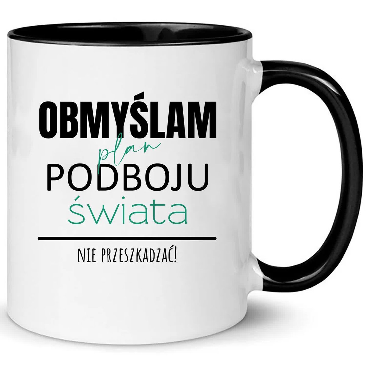 Kubek Biało Czarny PLAN PODBOJU ŚWIATA Na Prezent Do Pracy Zabawne Wzory