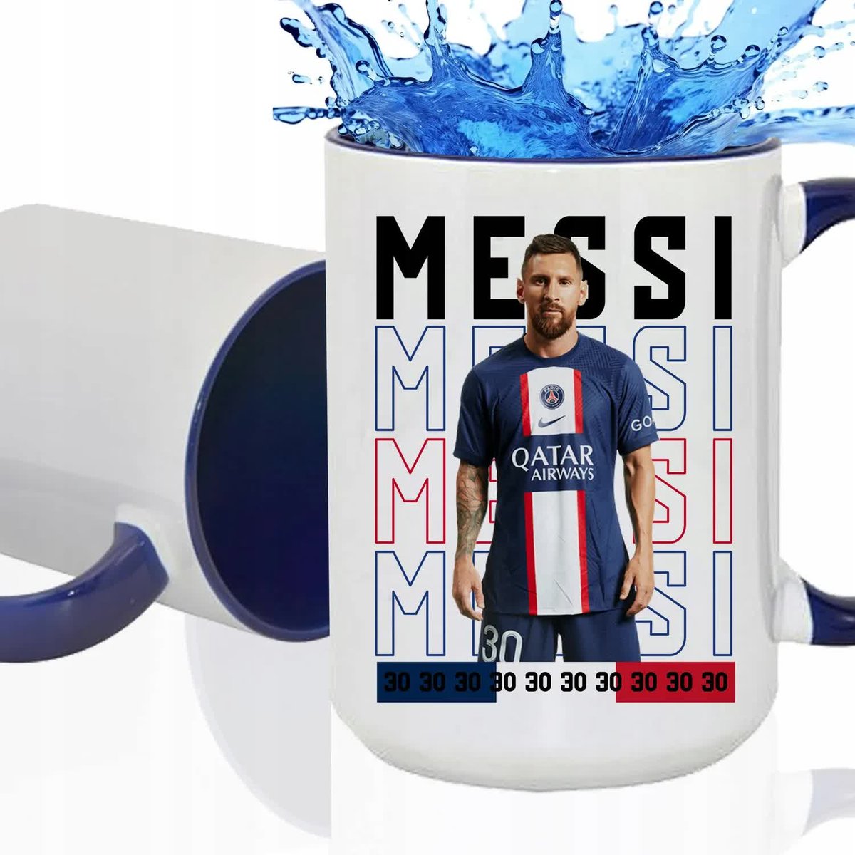 Kubek DUŻY XXL GRANATOWY Na Prezent Piłka Nożna Dla Fana MESSI Wzory