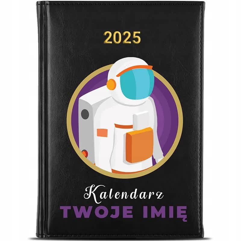 Kalendarz Książkowy A5 2025 ASTRONAUTA PLANER *IMIĘ* Planer Terminarz Wzory