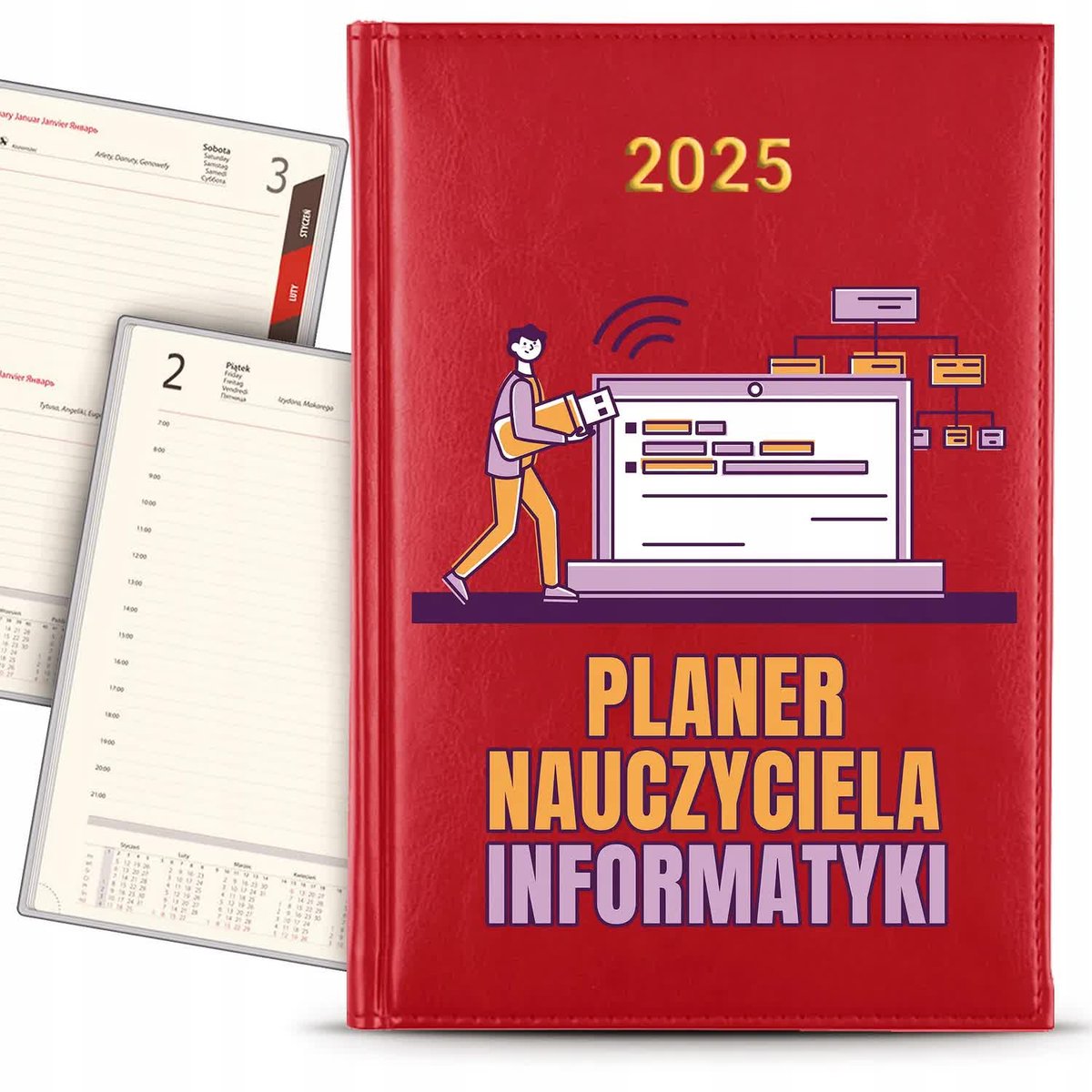 KALENDARZ 2025 Książkowy CZERWONY Planer Dla Wychowawczyni z KLASĄ KREATOR
