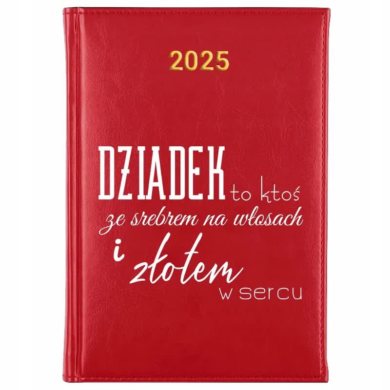 Kalendarz Czerwony A5 2025 KTOŚ ZE SREBREM WE WŁOSACH I ZŁOTEM W SERCU Wz