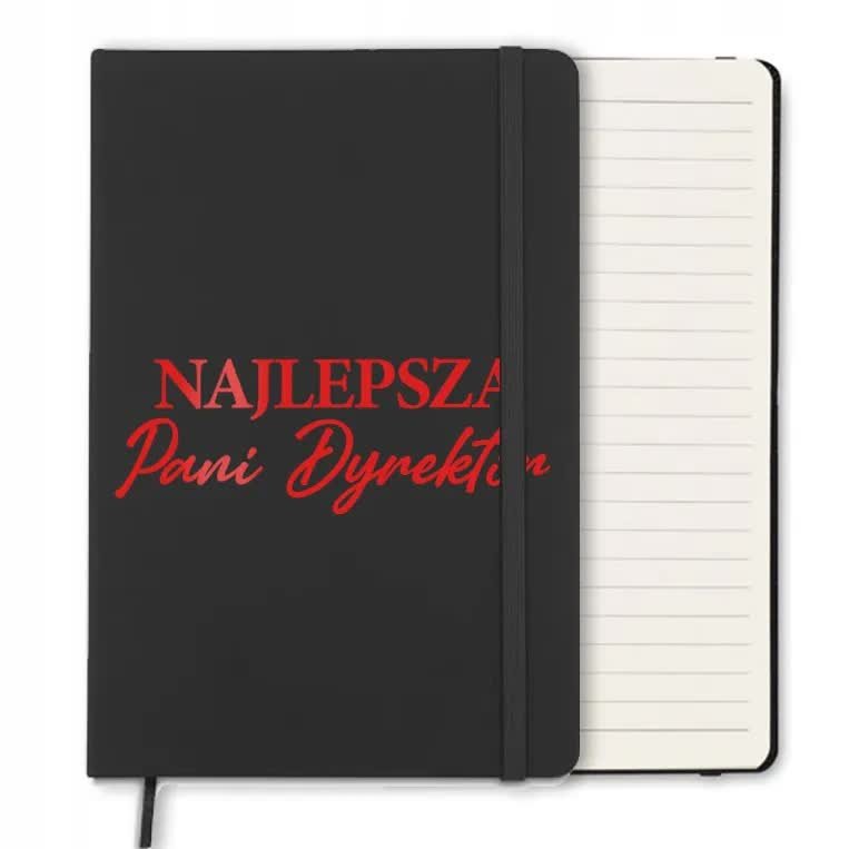 NOTES CZARNY A5 Z GUMKĄ W LINIE ORGINALNY PREZENT DLA PANI DYREKTOR RED WZ