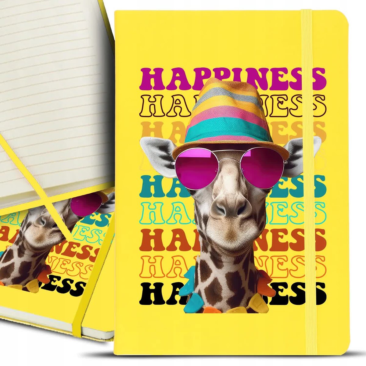 Notatnik Notes Planer W Linie A5 ŻÓŁTY ZABAWNE ZWIERZĘTA HAPPINESS Wzory