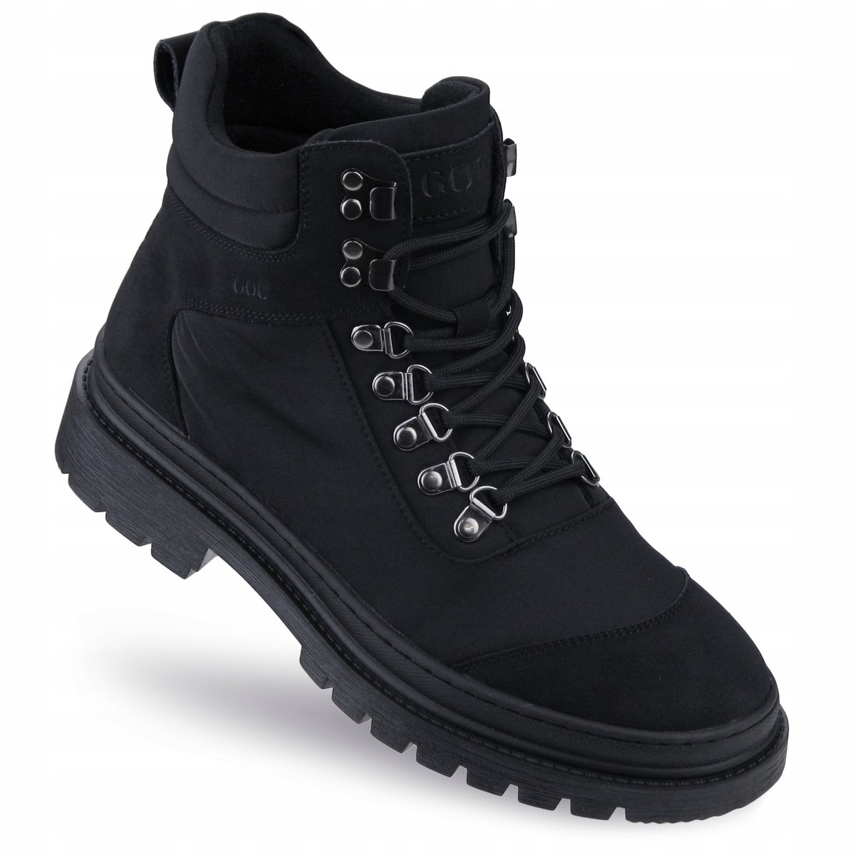 Buty męskie trzewiki GOE trapery SKÓRA jesienne zimowe OO1N4013 czarne 43
