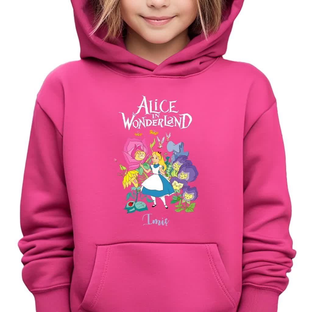 Bluza Dziecięca Malinowa Kaptur Prezent Alice In Wonderland Imię Wzory 128