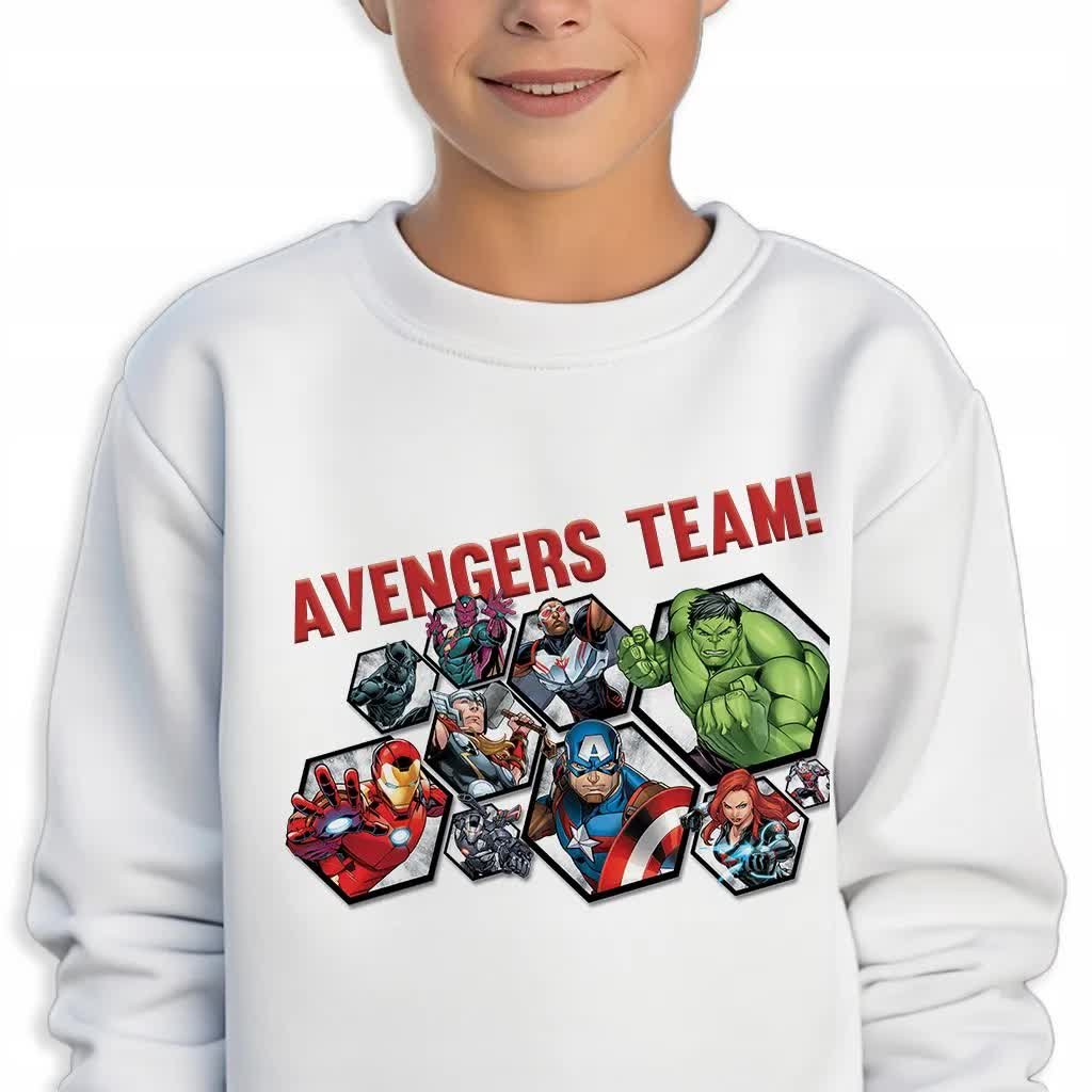 Bluza Dziecięca Biała Bawełniana Marvel Avengers Team -128Cm (7 - 8) Wzory