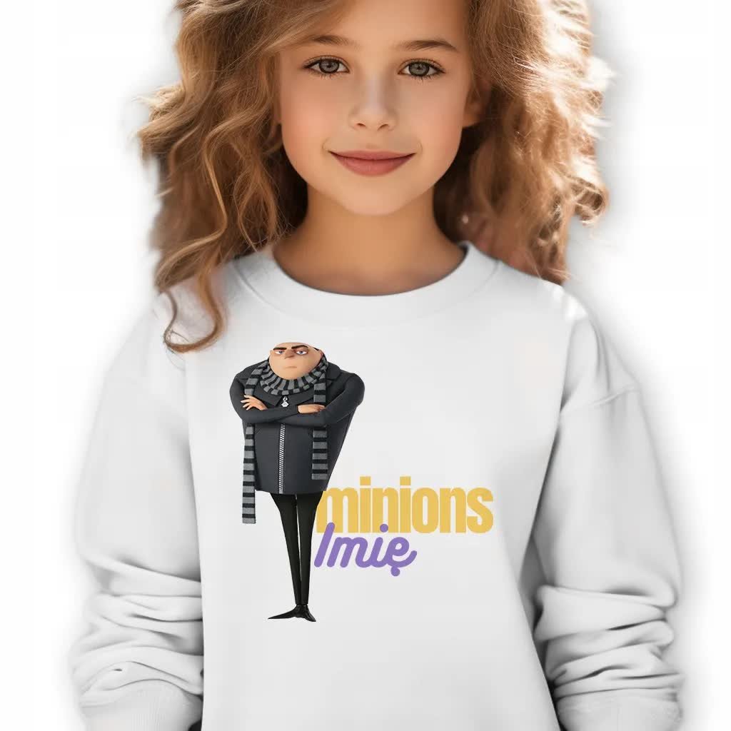 Bluza Dziecięca Biała Minionki Minions Gru *Twoje Imię* Rozmiar 164 Cm Wz