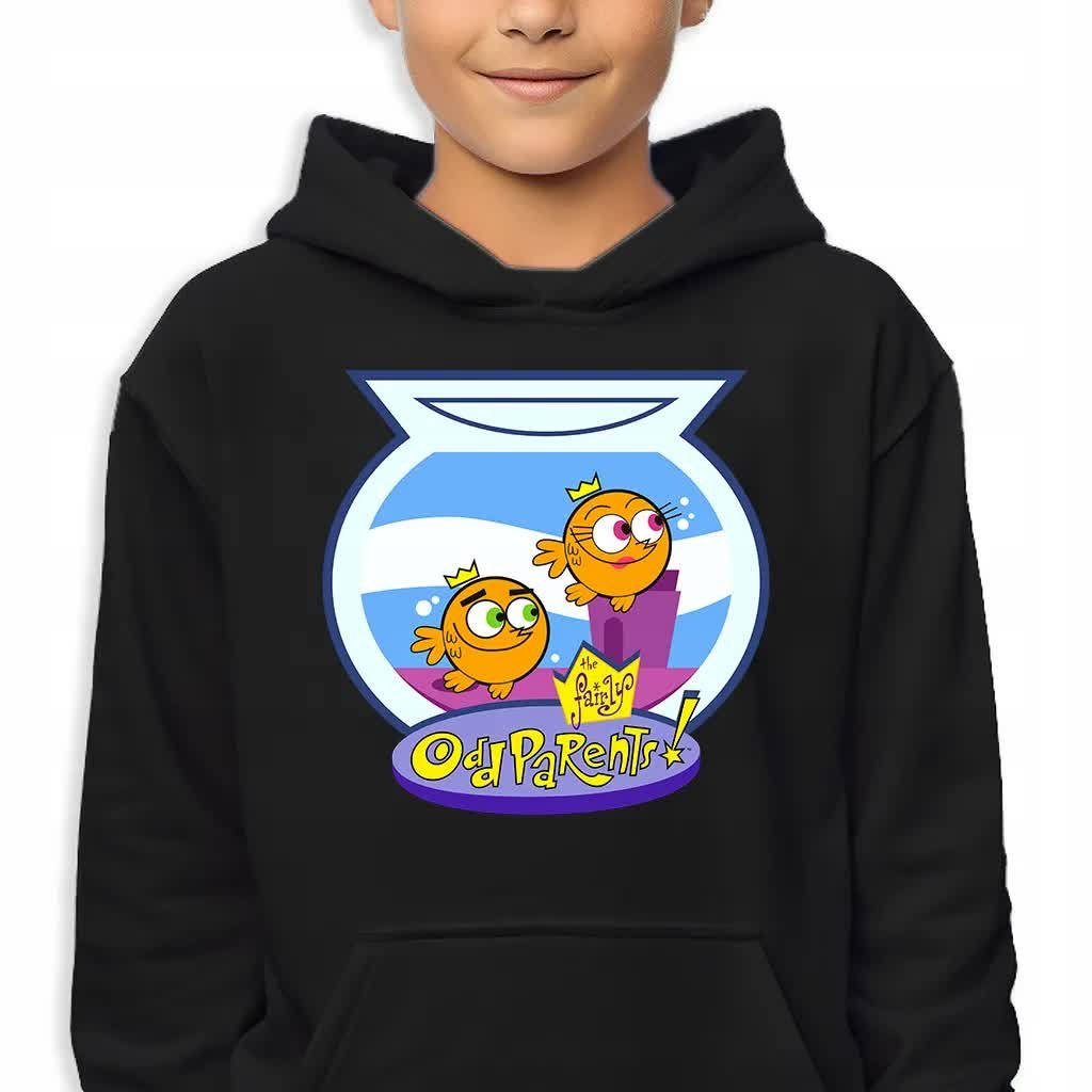 Bluza Dziecięca Z Kapturem Czarna Wróżkowie Chrzestni Rybki 140 Cm Wzory