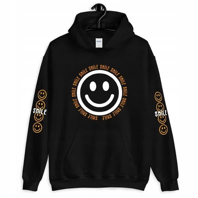 Bluza Czarna Damska Kaptur Emoji Face Smile Xxl