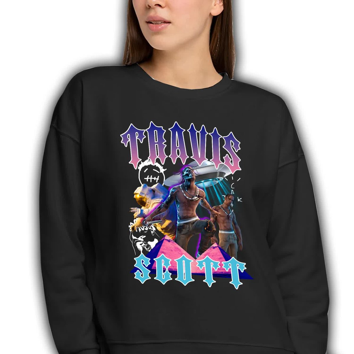 Bluza Czarna Dresowa Damska Na Prezent Dla Fana Travis Scott Hip-Hop Wz - M