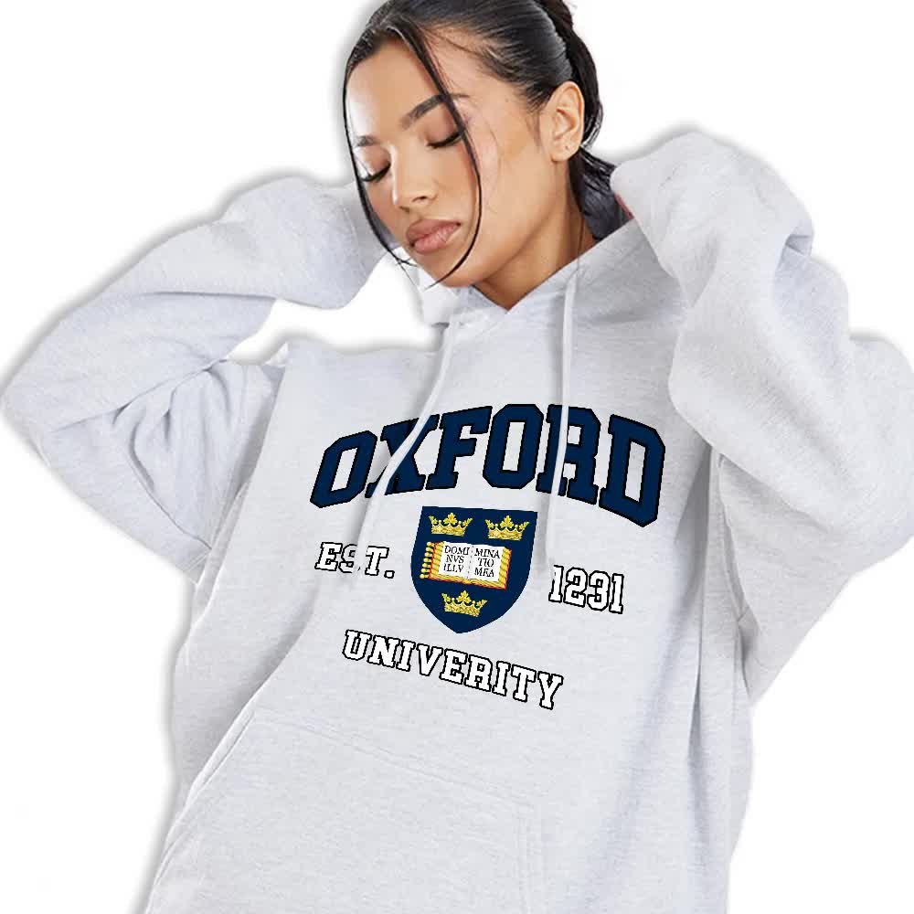 Bluza Damska Szara Z Kapturem Na Prezent Oxford Univerity Usa Wzory - S