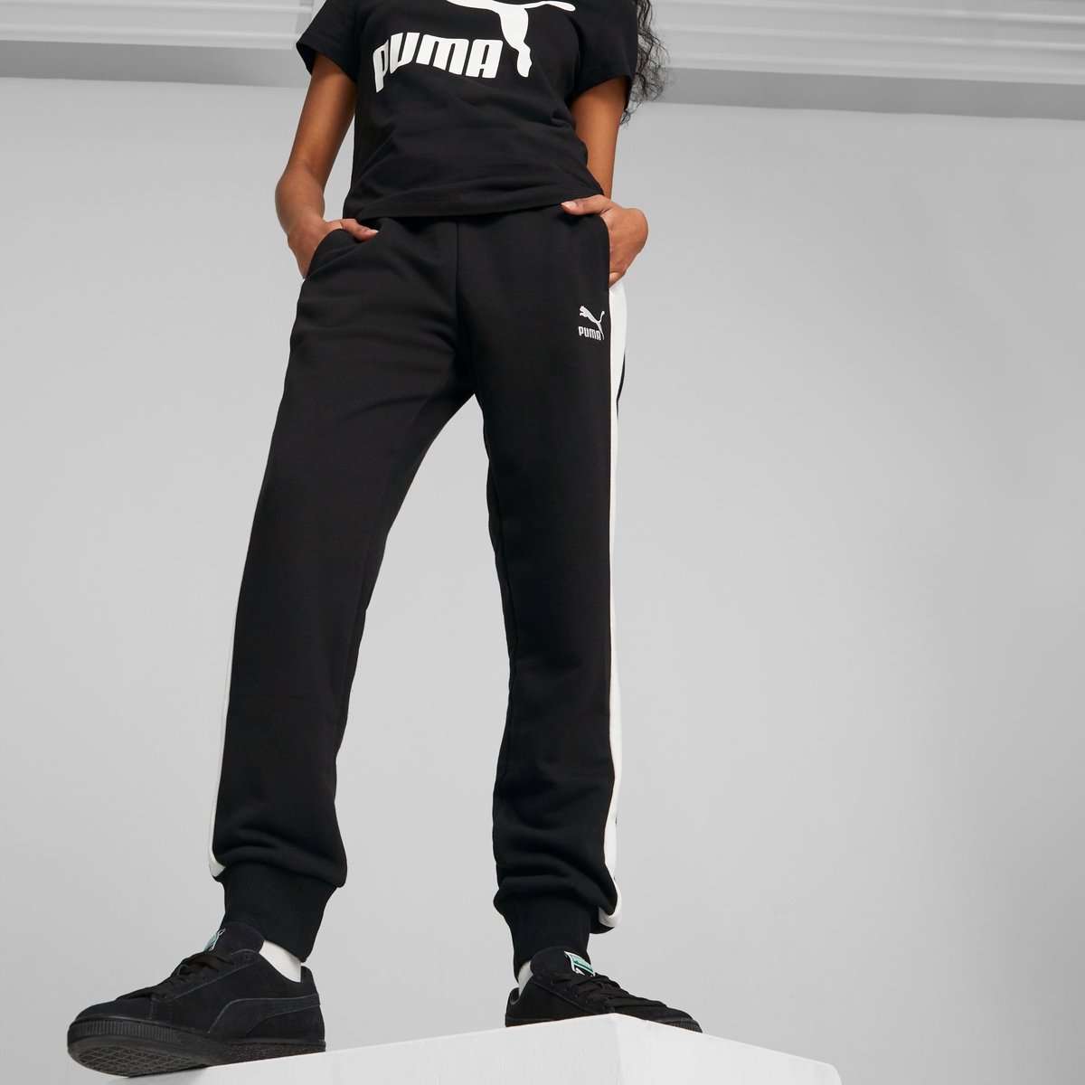 SPODNIE DRESOWE damskie PUMA sportowe bawełniane ICONIC T7 czarne M