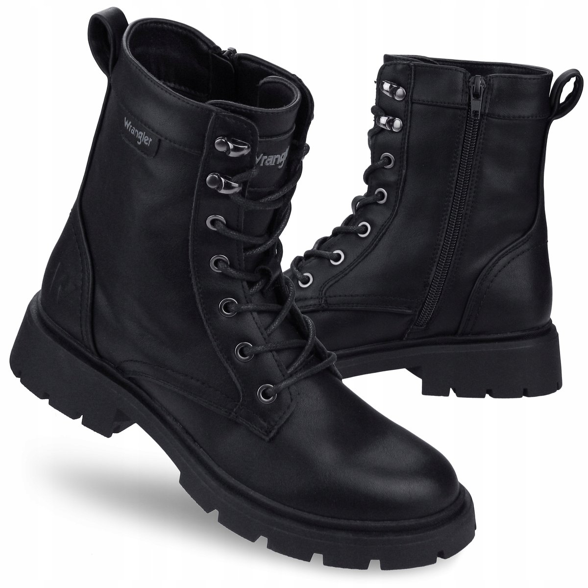BOTKI buty damskie WRANGLER wysokie TRAPERY trzewiki GLANY LOUISA czarne 36