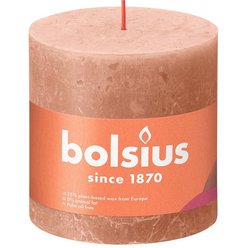 Bolsius świeca bryłowa pieńkowa rustykalna słupek Rustic Shine 100/100 mm 10 cm Kremowy Karmel Creamy Caramel