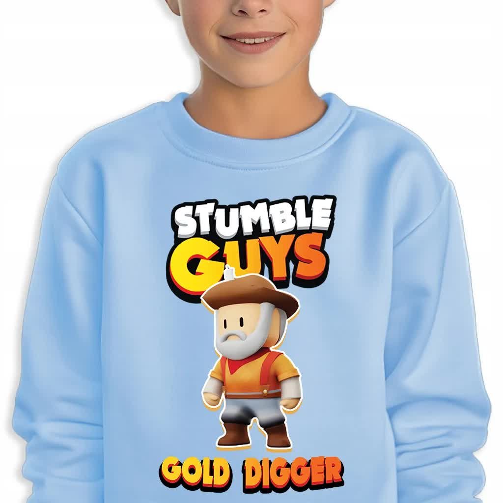 Bluza Dziecięca Niebieska Stumble Guys Wiele Wzorów Gold Digger - 152 Cm