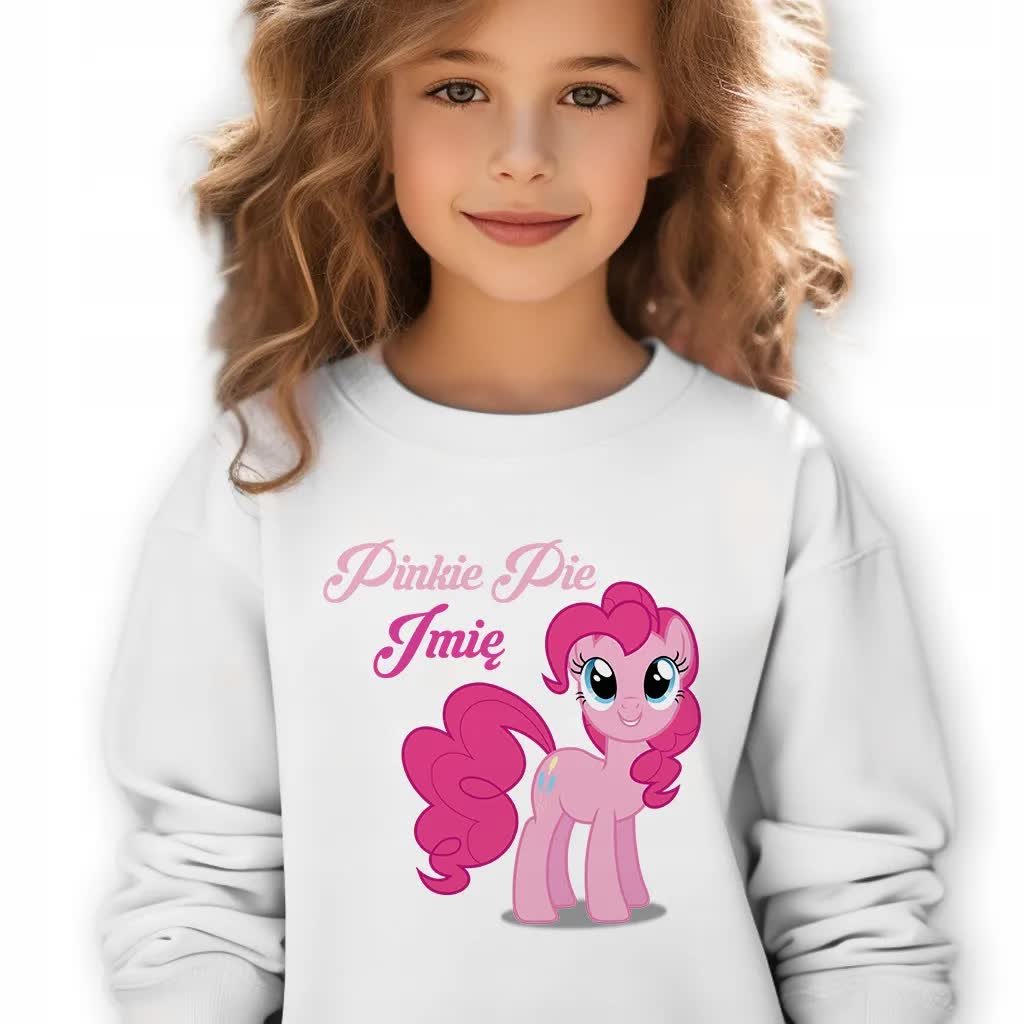 Bluza Dziecięca Biała Pinkie Pie *Twoje Imię* Rozmiar 128 Cm (7-8) Wzory