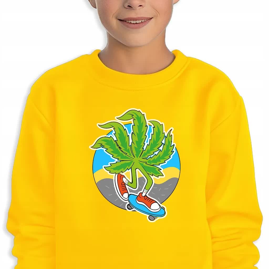 Bluza Dziecięca Żółta Skate Weed Wysoka Jakość Mix Wzorów -164 Cm (14-15)