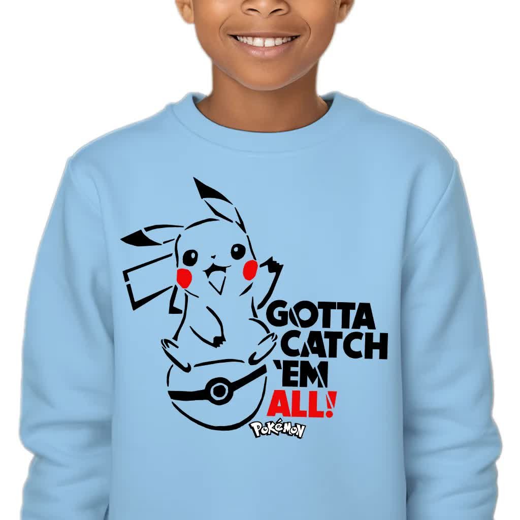 Bluza Dziecięca Ciepła Blue Bez Kaptura Prezent Złap Je Wszystkie 140 Wz