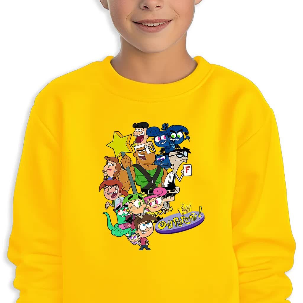 Bluza Dziecięca Żółta Wróżkowie Chrzestni Postacie Mix Wzorów -128 Cm (7-8)