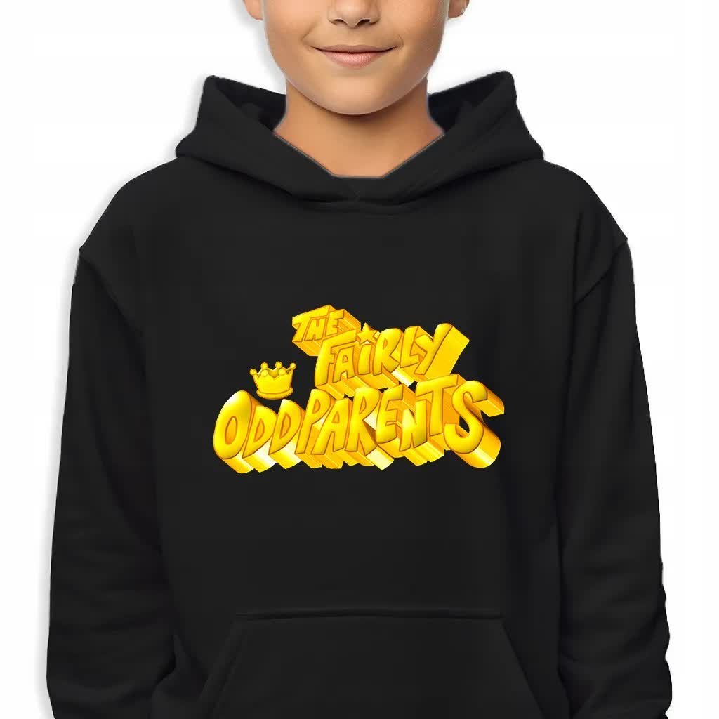 Bluza Dziecięca Z Kapturem Czarna The Fairly Oddparents Mix Wzorów 140 Cm