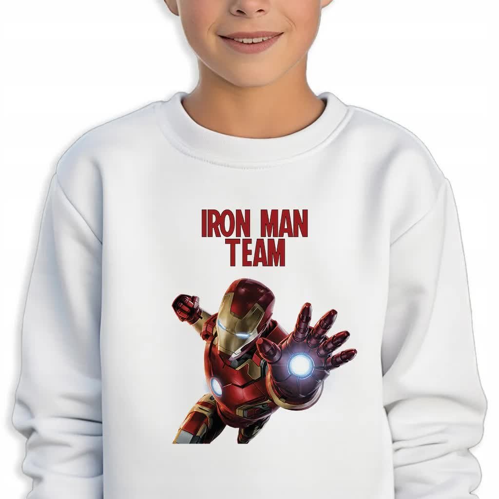 Bluza Dziecięca Biała Bawełniana Marvel Iron Man Team -140Cm (9 - 11) Wz